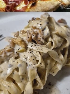 Fresh tagliatelle with black pepper and cheese